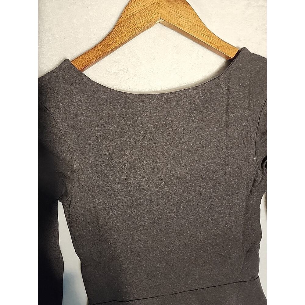 Pact Organic Cotton 3/4 Sleeve Flare Midi Dress Charcoal With Pockets XS New - Picture 8 of 8